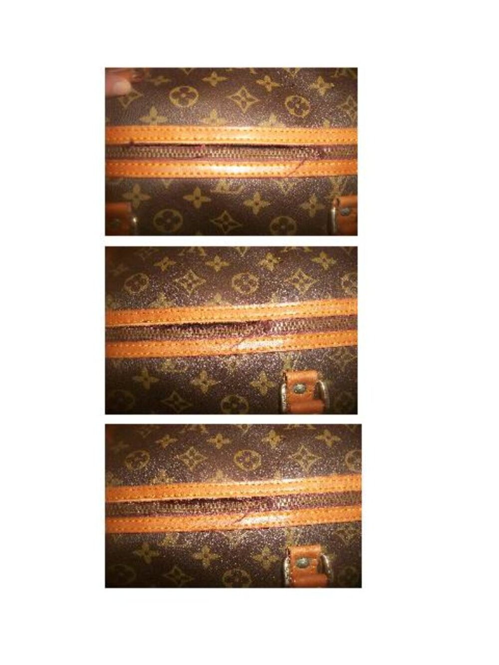 Large Top-Zip Vintage Hand-Held Monogram Duffel w Leather Trim & Handles NOT LV - Picture 8 of 16